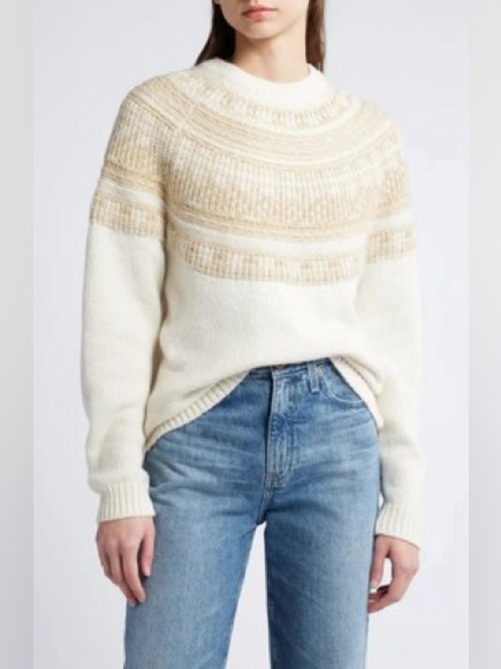 NWOT- Treasure & Bond Fair Isle Sweater in Ivory/Tan Fair Isle Size M